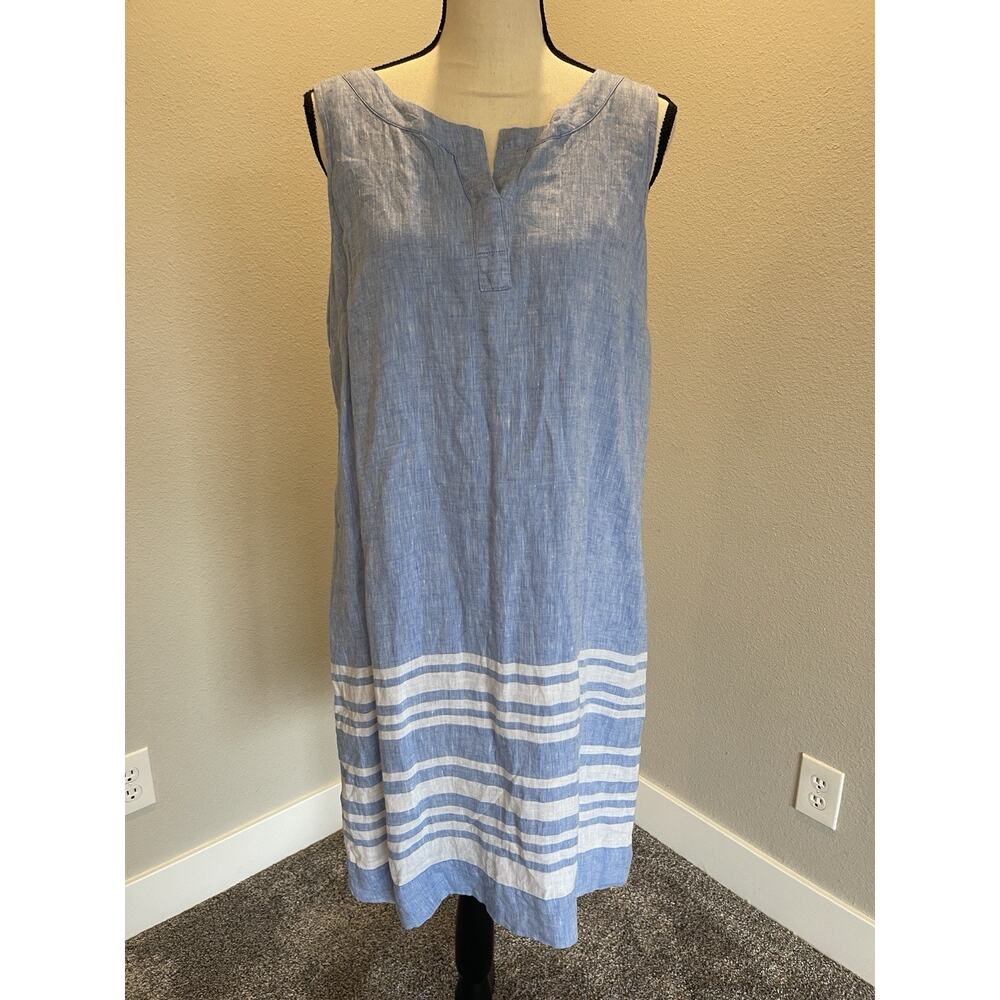 Talbots Women's Size 12 Petite 100% Linen Knee Length Sleeveless Dress Lined